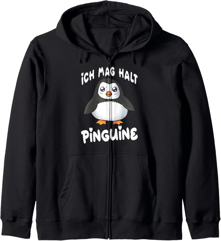 Ich mag halt Pinguine Mädchen Kinder Damen Herren Penguin Kapuzenjacke