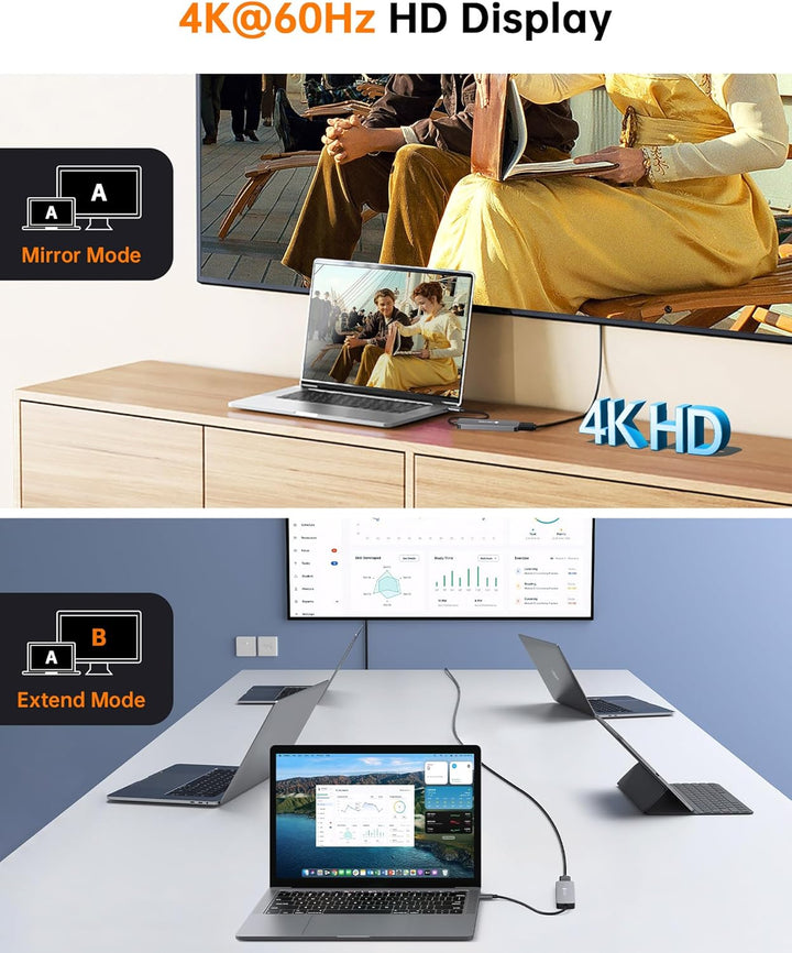 NOVOO USB C Hub (5 in 1) Aluminium mit HDMI 4K Adapter, USB 3.0 Anschlüsse, 1 SD und 1 microSD Karte