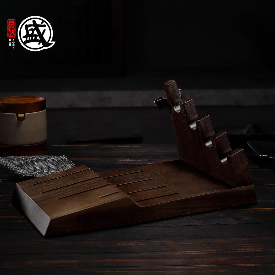 MITSUMOTO SAKARI 30 * 17 * 16cm Flacher Messerhalter, Japanischer Akazienholz Messerhalter, Küchenme