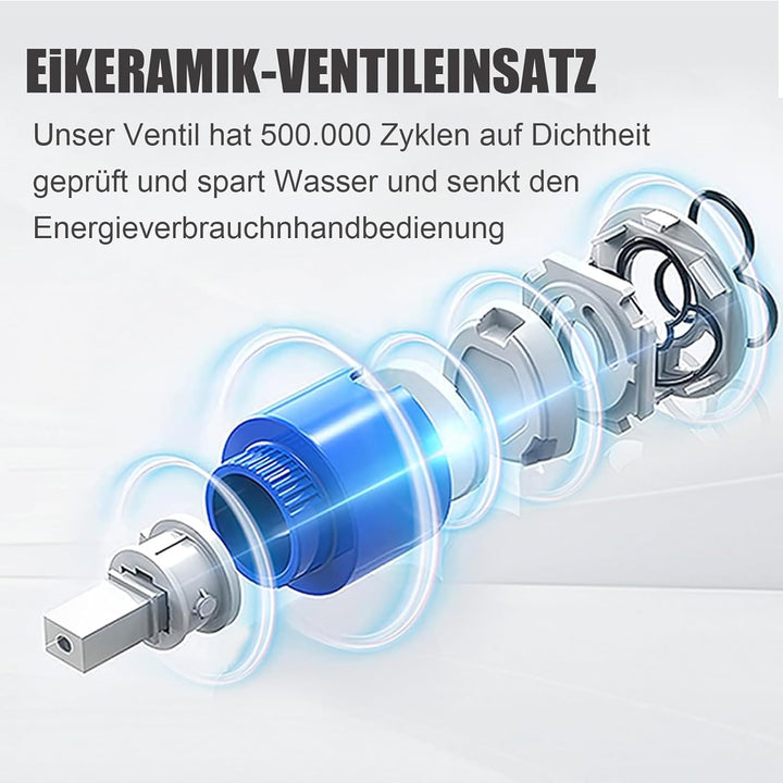 Wasserhahn Bad 4 Modus, LED Waschtischarmatur mit ausziehbarer brause, Wasserfall Mischbatterie Bad,