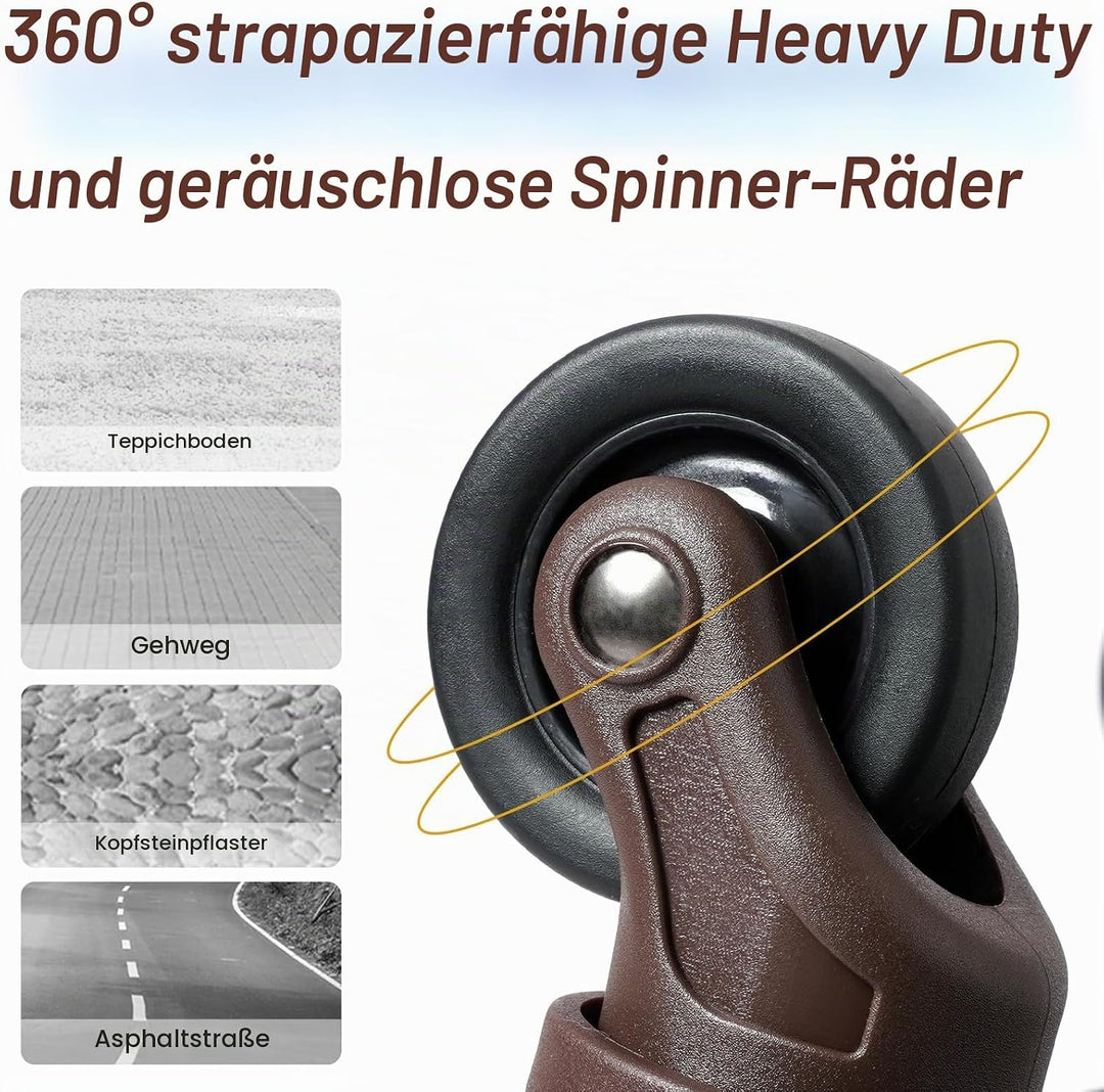 Urecity Koffer Vintage mit 4 Rollen Trolley Koffer Reisekoffer Leicht Retro Hartschalen Koffer 2-Tei