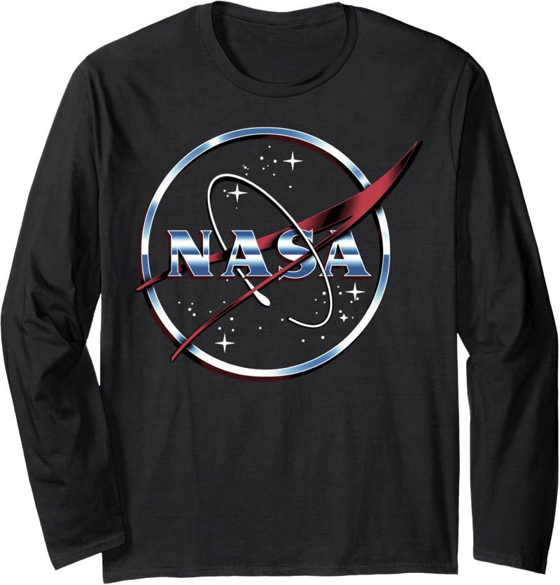 NASA Chrome Classic Space Logo Langarmshirt