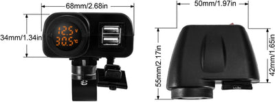 KIMISS Motorrad-Char,Motorrad-Ladegerät Voltmeter-Ladegerät Motorrad-Voltmeter-Ladegerät Dual-USB-Vo