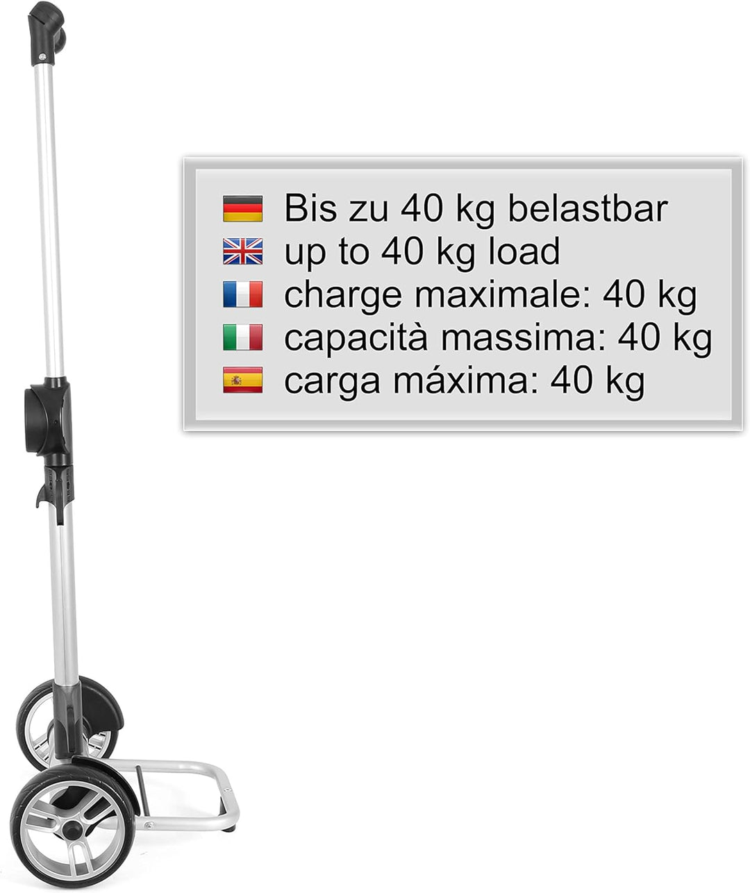 ANDERSEN Einkaufstrolley - Shopper Silja Black 53 L handgemacht, Handwagen, recycelt, Aluminium, Gri
