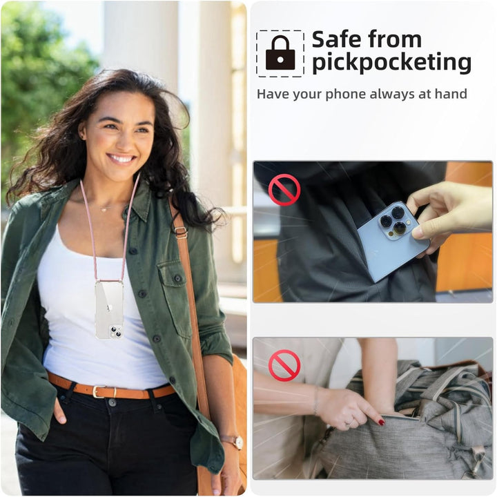OLEPHY Handykette für iPhone 16 Plus Hülle mit Band, Necklace Handyhülle, Transparente Schutzhülle z