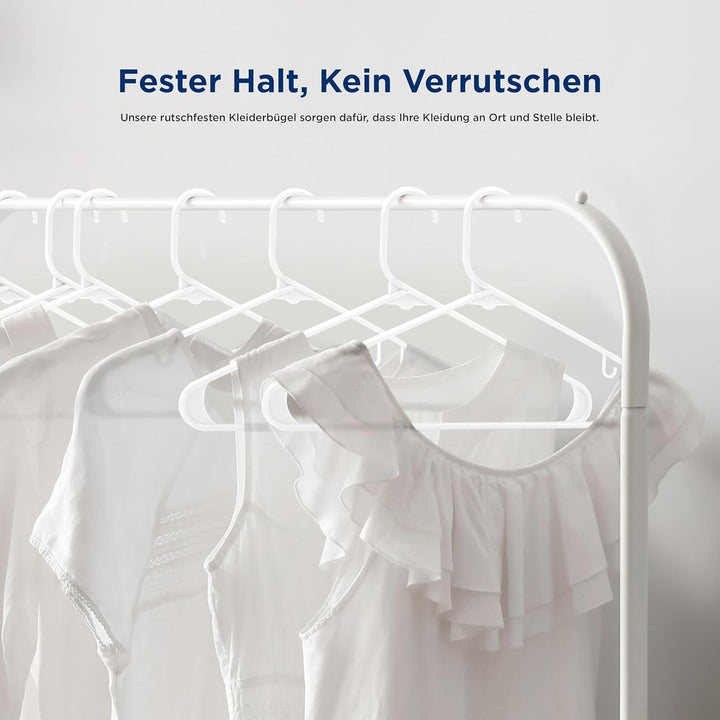 SereneLife Kleiderbügel Kunststoff Weiss, 20er Set, Bügel rutschfest und Platzsparend, Clothes Hange