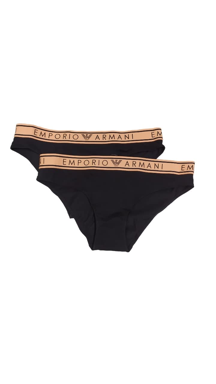 Emporio Armani Damen Women's Icon Logoband Briefs (2er Pack) L Schwarz, L Schwarz