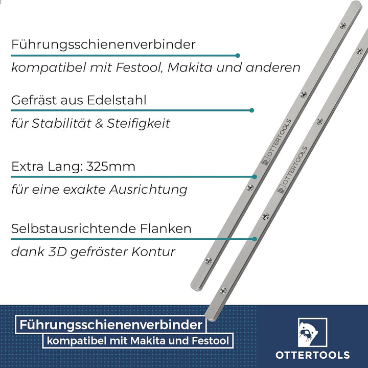 FSV Führungsschienenverbinder 4er Set – Edelstahl, selbstzentrierend durch konische Kanten – Kompati