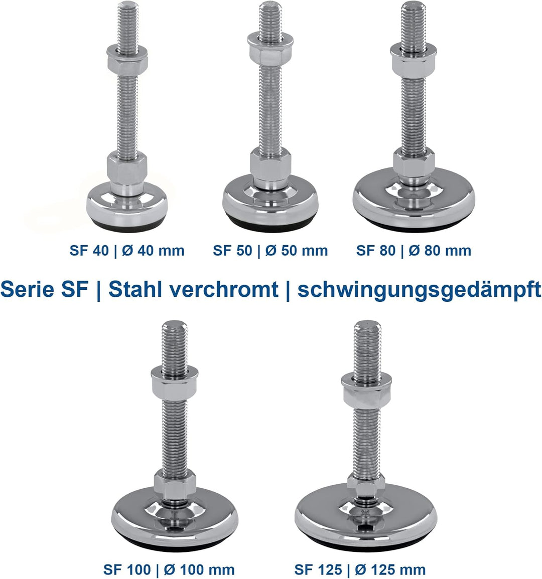 Schwaderer Maschinenfüsse/Stellfüsse/Nivellierfüsse/Gelenkfüsse, höhenverstellbar SF 80, Ø 80mm, 4er