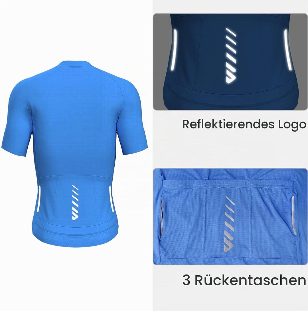Lo.gas Radtrikot Herren Kurzarm, Rennrad Trikot Durchgehender Reissverschluss mit 3 Taschen S Kurzar