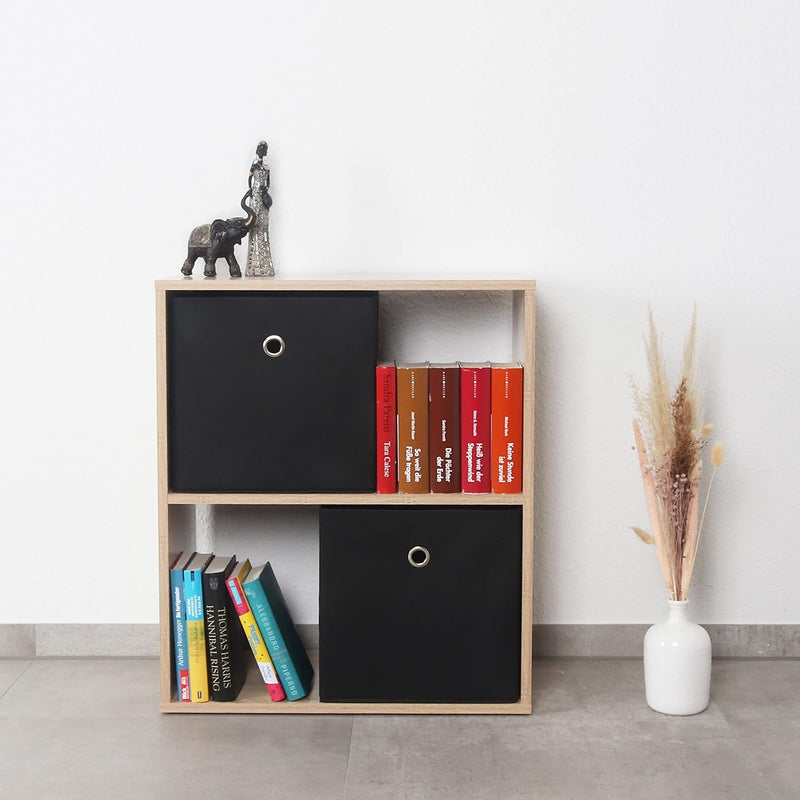 RICOO Bücherregal 2 Fächer 71 x 60 x 31cm schmales Regal Spannplatte aus Holz Eiche Sonoma braun WM1