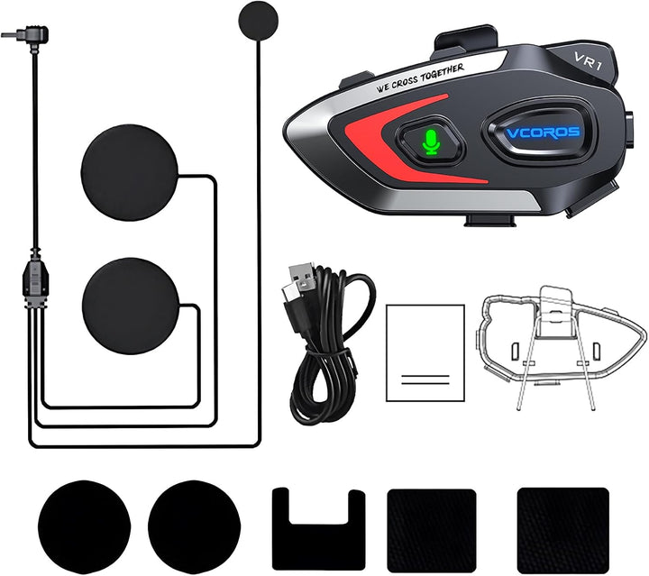 VCOROS Motorrad Helm Headset VR1,Motorcycle Kopfhörer Helmet Nur für eine Person,Wasserdicht IPX6, M