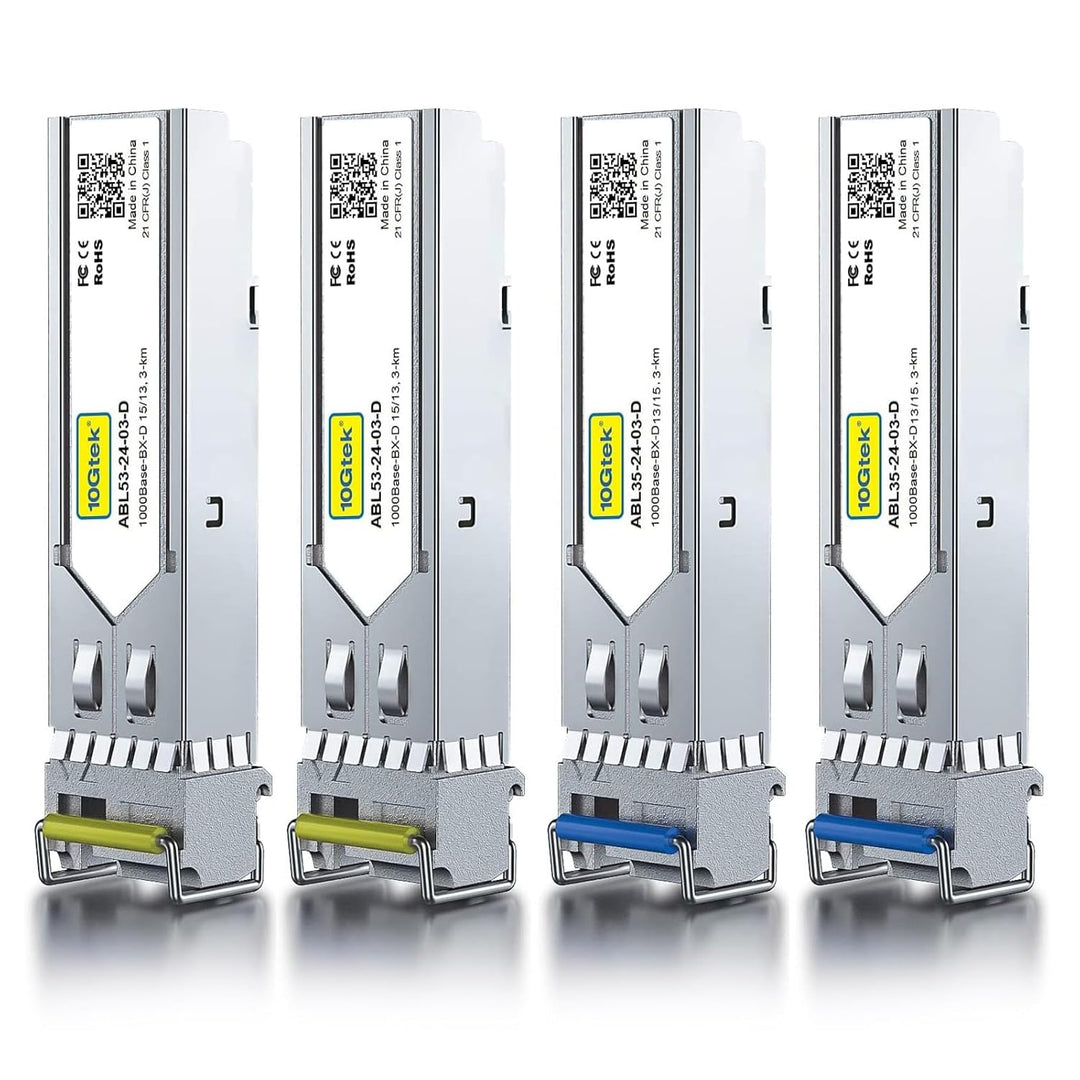 2x Pair of 1.25G SFP Bidi Transceiver 1000Base-BIDI, 1550nm/1310nm SMF, up to 2~3 km, for Cisco, Ubi