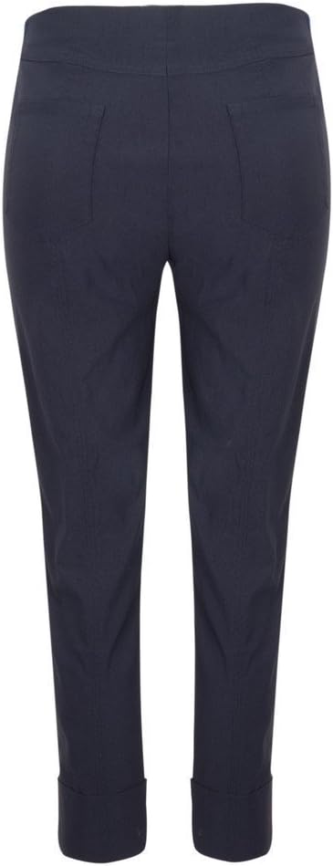 ROBELL Style BELLA09 – Bequeme, stretchige 7/8 Damenhose, Gerade geschnittenes Bein mit Aufschlag un