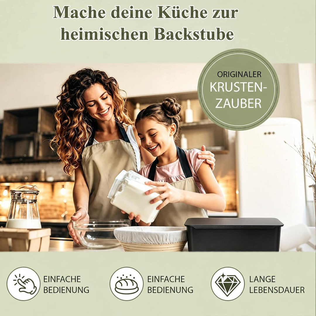 Premium Brotbackform mit Deckel 28 x 11 x 10 cm, Extra hohe Kastenform, Toastbrot-Backform aus Kohle