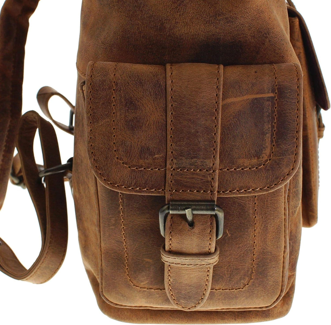 Fashion Boots Unisex Tasche FB Bags 1213 Backbag Red Lederrucksack Braun