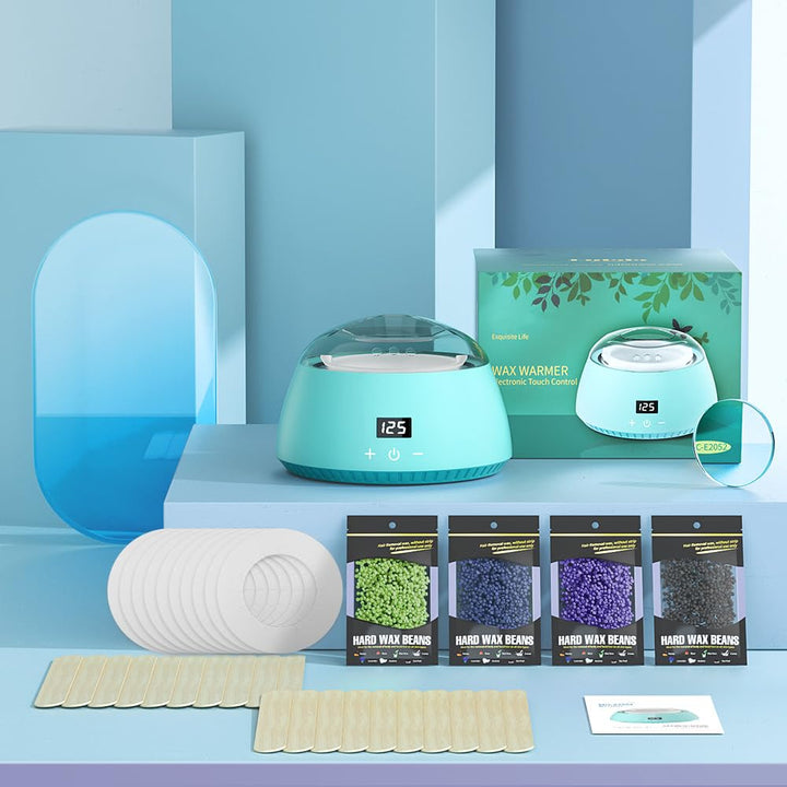 CITHOT Wachswärmer Haarentfernung Kit LCD Touchscreen Waxing Set 4 Wachsbohnen 20 Holzspateln Wachse