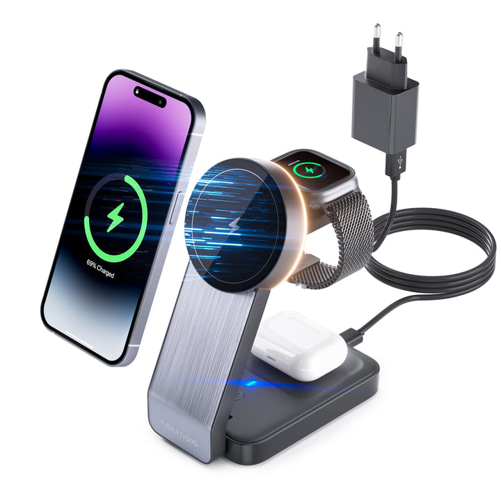 Mag-Safe Wireless Charger Foldable 3 in 1 Wireless Charging, Station Wireless Charger Compatible wit