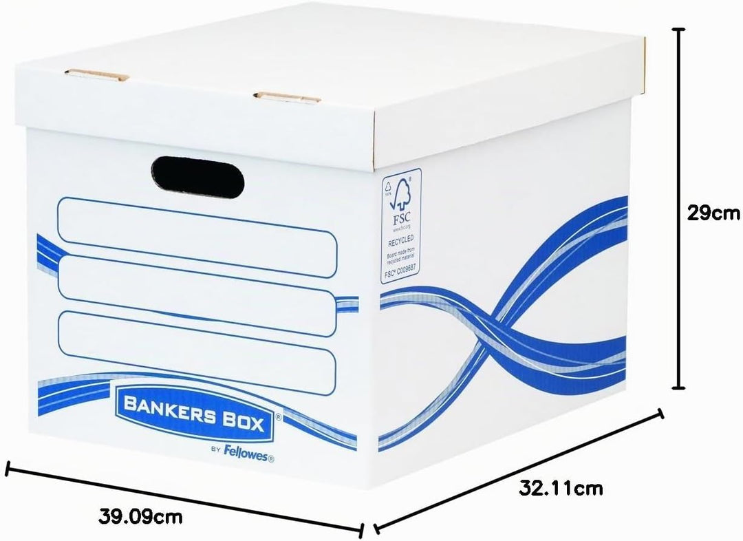 Bankers Box 4460801 Standard Archivbox, 100% recycelt, 10-er Pack, Standard Archivbox