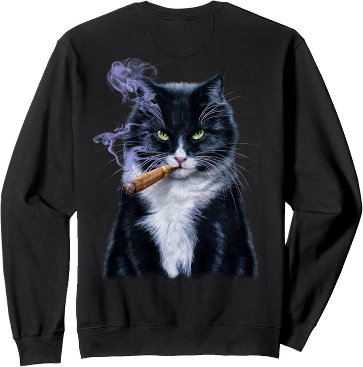 Bicolor Katze mit Zigarre Sweatshirt