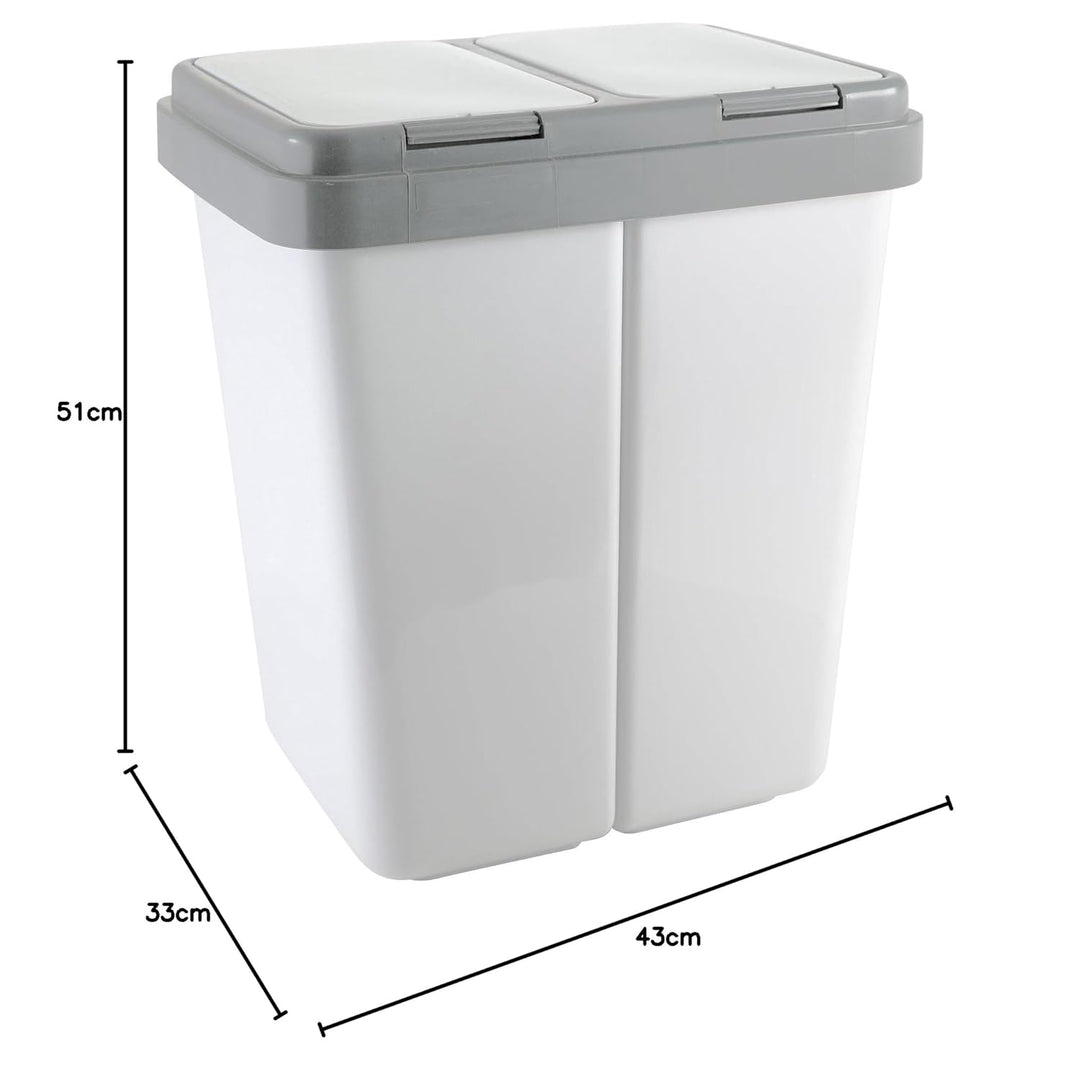 axentia 235168 Zweimer Müllbehälter, Kunststoff, grau A 1 - Pack, A 1 - Pack