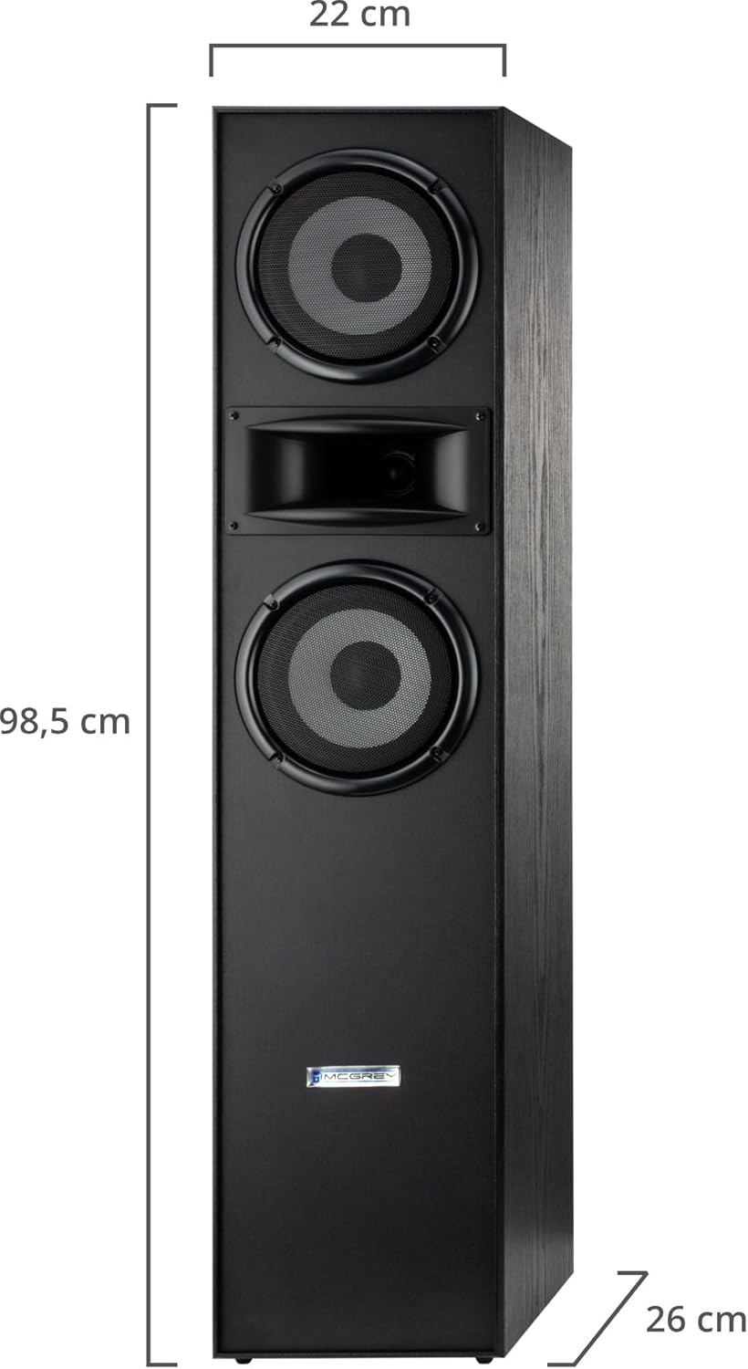 McGrey HTS-65320 BK Paar 3-Wege HiFi Standlautsprecher Paar - 160W RMS - 2 x 6,5" Mittel-, Tieftöner