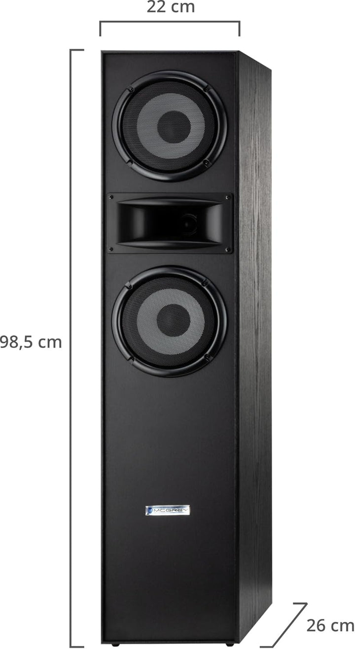 McGrey HTS-65320 BK Paar 3-Wege HiFi Standlautsprecher Paar - 160W RMS - 2 x 6,5" Mittel-, Tieftöner