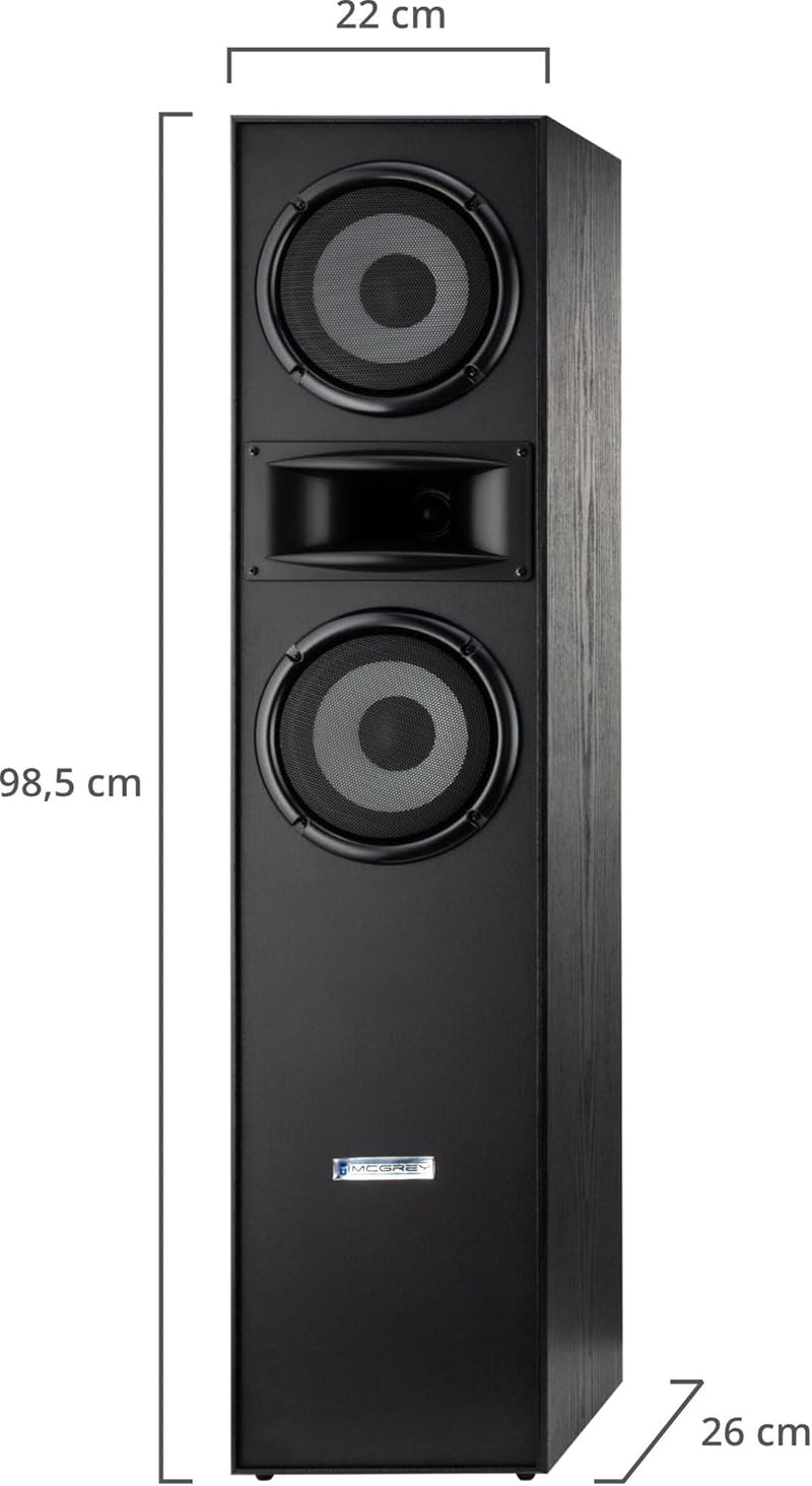 McGrey HTS-65320 BK Paar 3-Wege HiFi Standlautsprecher Paar - 160W RMS - 2 x 6,5" Mittel-, Tieftöner