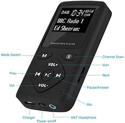 Tragbares DAB/DAB+ Radio, Bluetooth MP3 Player mit Kopfhörer, Unterstützung für TF Karte, Taschen Di