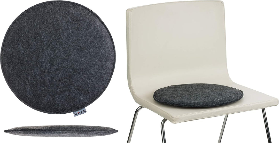 Brandsseller 4er Set Sitzkissen aus Filz Ø 35x2 cm – Robuste Stuhlauflagen für innen und aussen, run