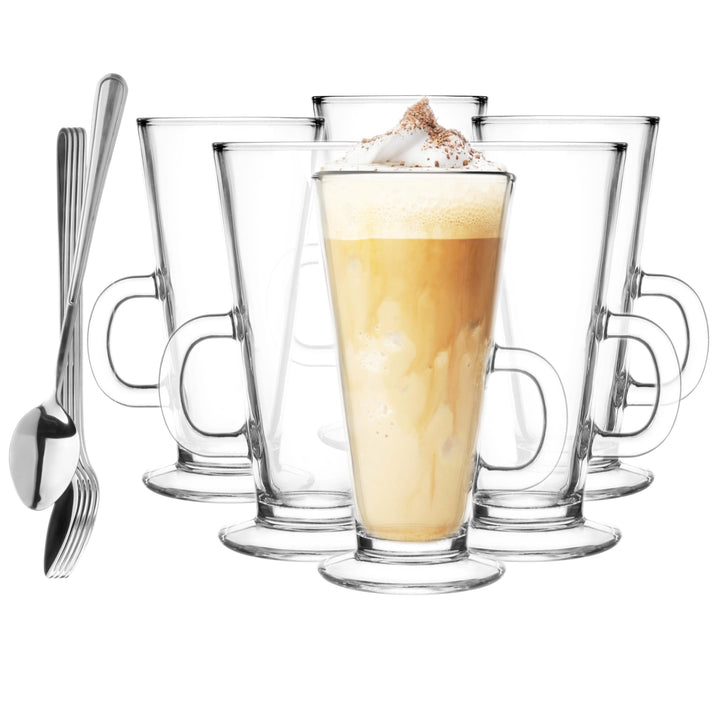 Glasmark Krosno Gläser 6er Set 0,25 Liter Mit Löffel Kaffeegläser Teegläser Kaffee Tee Glas Latte Ma