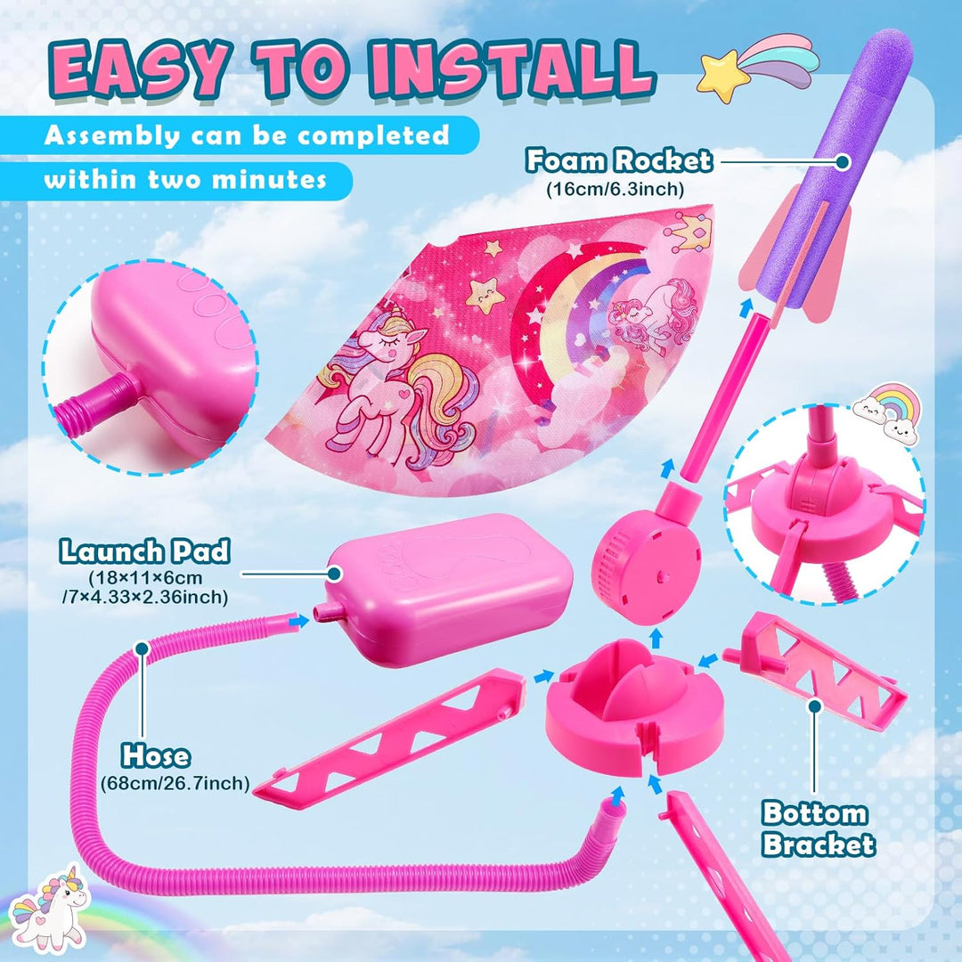 Anginne Raketen Spielzeug, Einhorn Geschenk Mädchen Outdoor Spielzeug ab 3 4 5 6 7 8 Jahre Outdoor S
