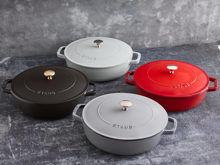 STAUB Gusseisen Bräter, Chistera Tropfenstruktur im Deckel, Rund 28 cm, 3,7 L, Für alle Herdarten ge