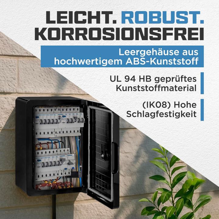 BOXEXPERT® Verteilerkasten aussen wasserdicht [ABS Kunststoff IP65 Gehäuse] schwarz (Serie Fleet) 60