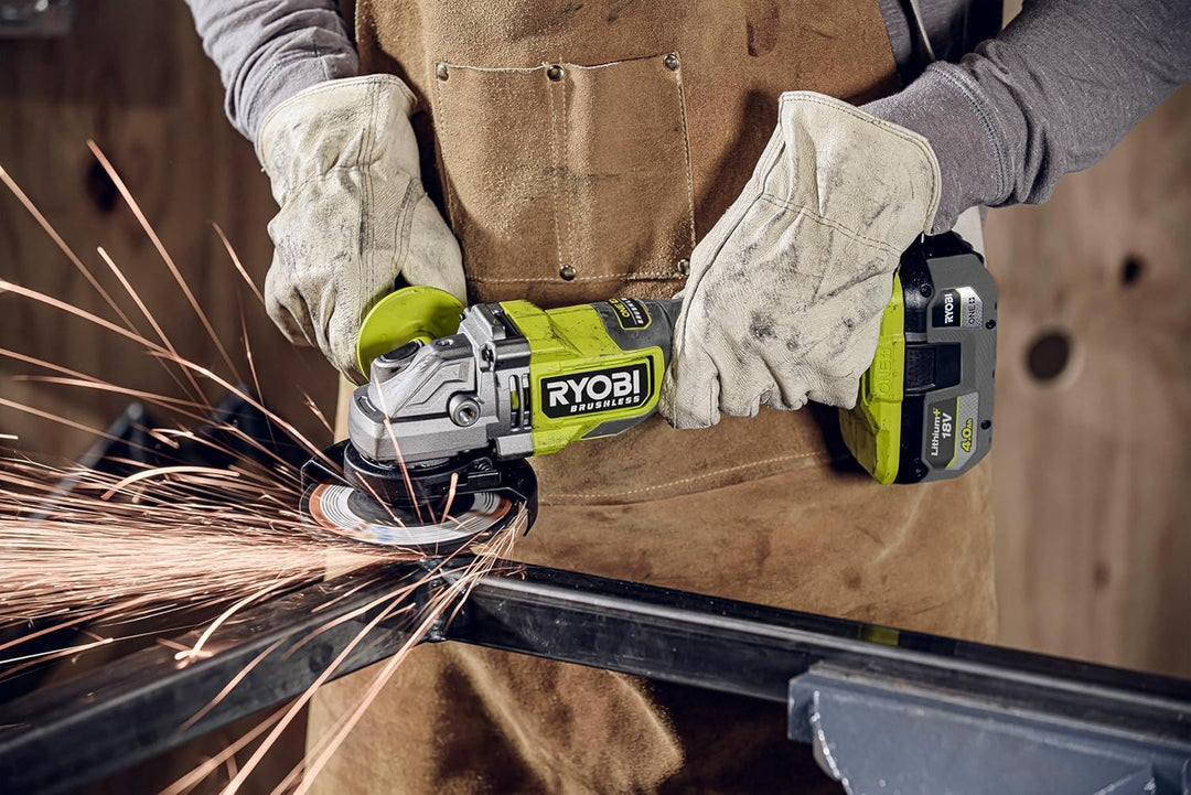 RYOBI 18 V ONE+ Brushless Akku-Winkelschleifer RAG18BL-0, 125mm Scheibendurchmesser, werkzeuglose Sc