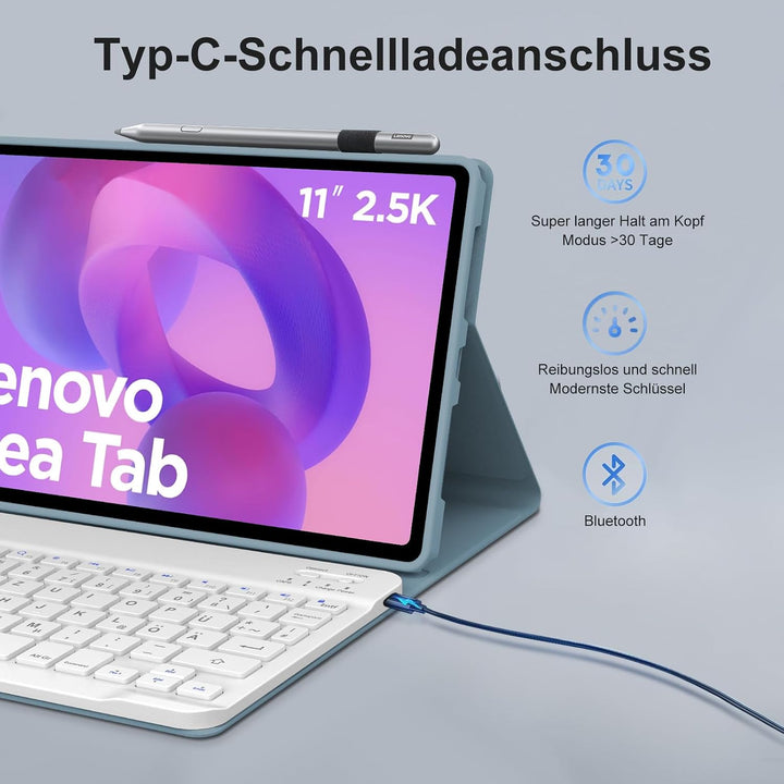Tastatur für Lenovo Idea Tab Tablet 11" 2025, Blau | Hülle mit Tastatur für Lenovo Idea Tab 11 Zoll