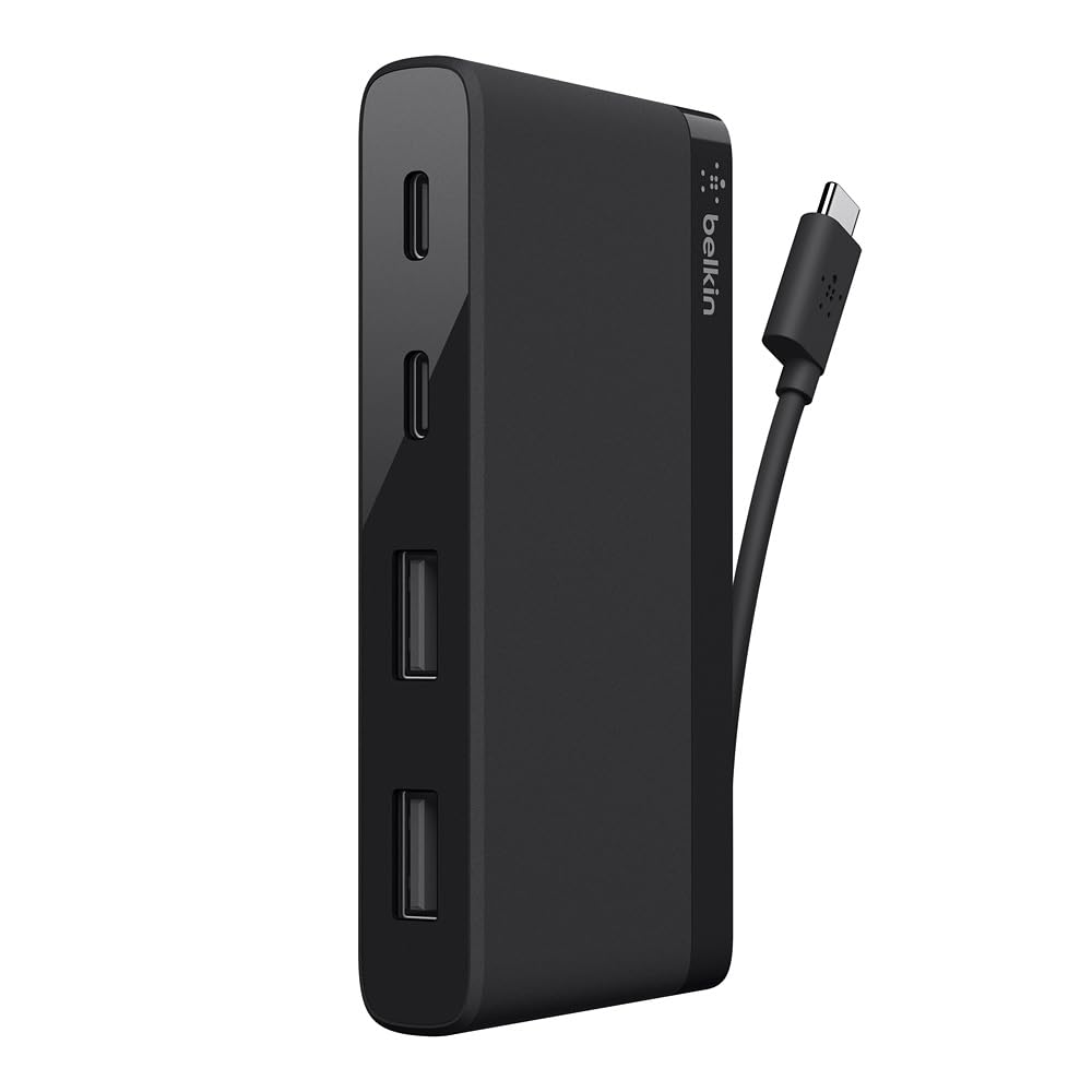 Belkin USB-C 4-Port Mini Hub (mit integriertem USB-C Kabel, USB-C Hub für MacBook Pro, Chromebook Pi