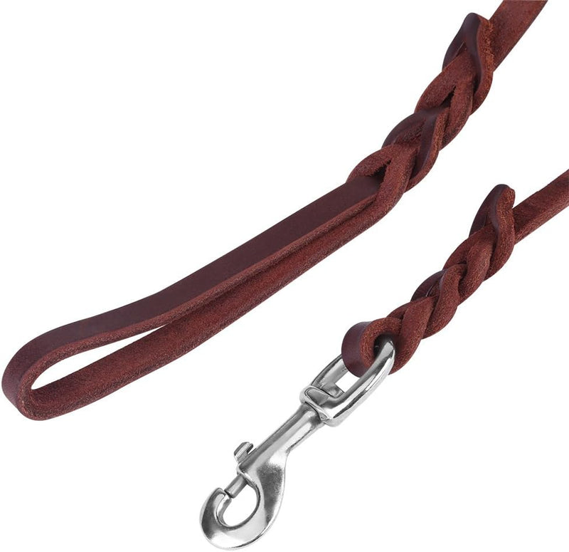 Fdit Hundehalsband, Leder Brown Hund Hund Leine Sicherheitsseil Ledergürtel für Walking Lauftraining