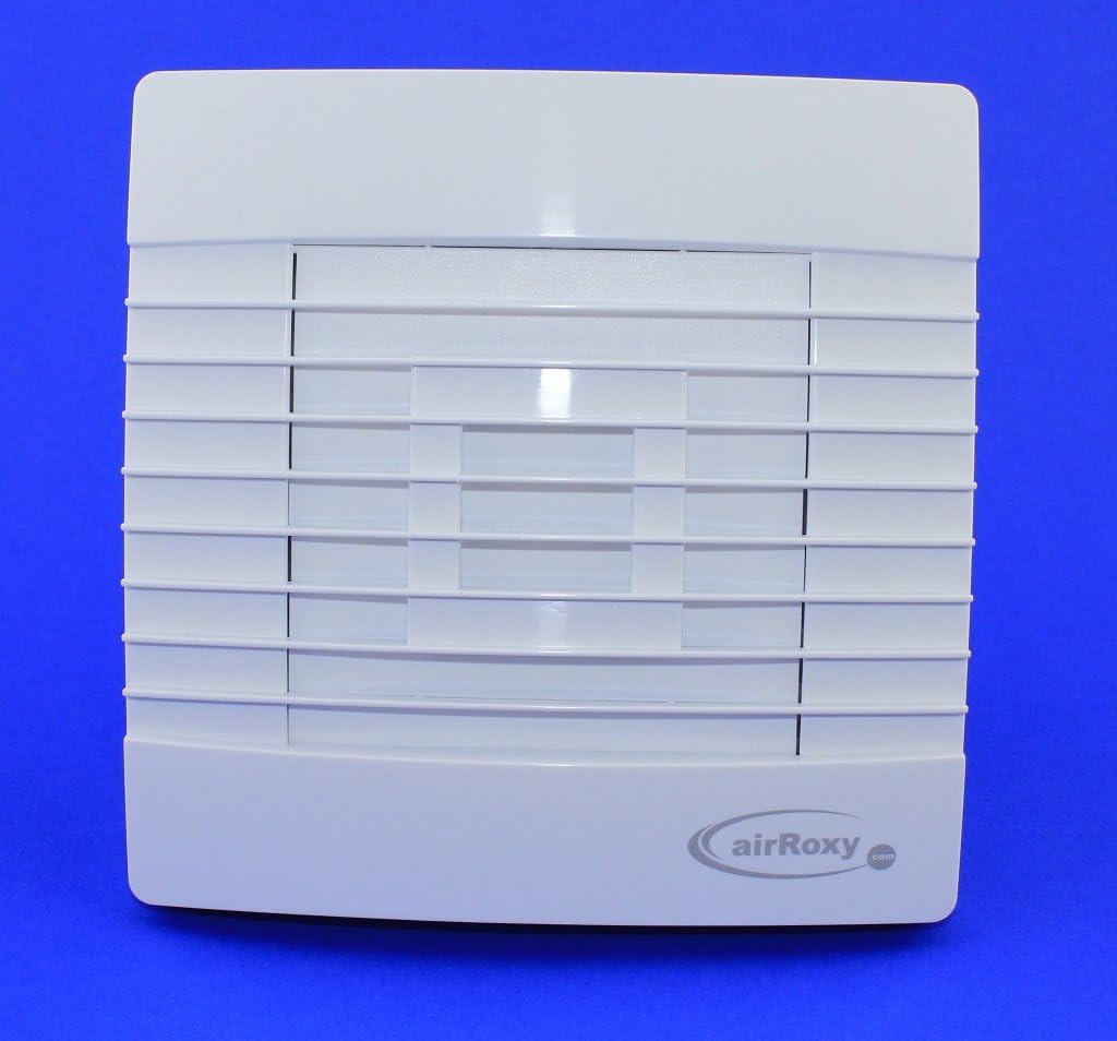 Badventilator mit Jalousie/Lamellen und Timer/Nachlauf Badlüfter Lüfter Ventilator weiss Front Ø 100