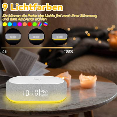 Yeelan Digitalwecker, Wecker Digital mit Licht, 15W Kabellose Aufladung für iPhone/Samsung, Alarm Cl