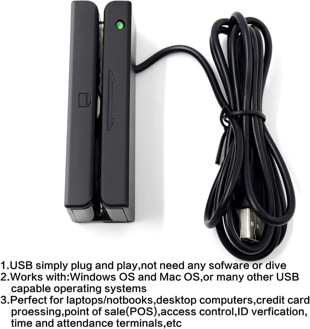 USB-Kartenleser mit Magnetstreifen, 3 Spuren, POS Kreditkartenleser, Swiper MagStripe Swipe
