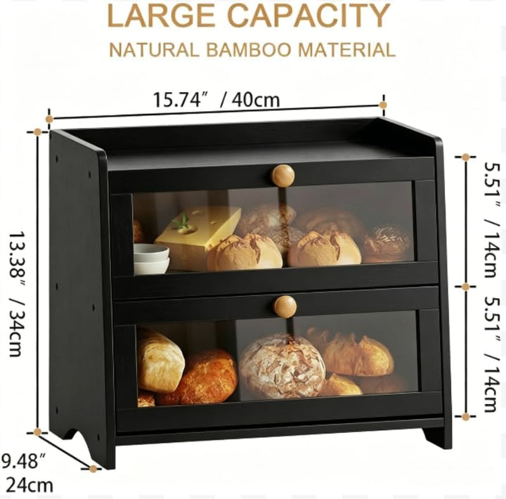 BAMBANG Brotkasten Bambus,Brotaufbewahrung Frischhalten Brotbehälter Brotschrank Bread Box Holz,Brot