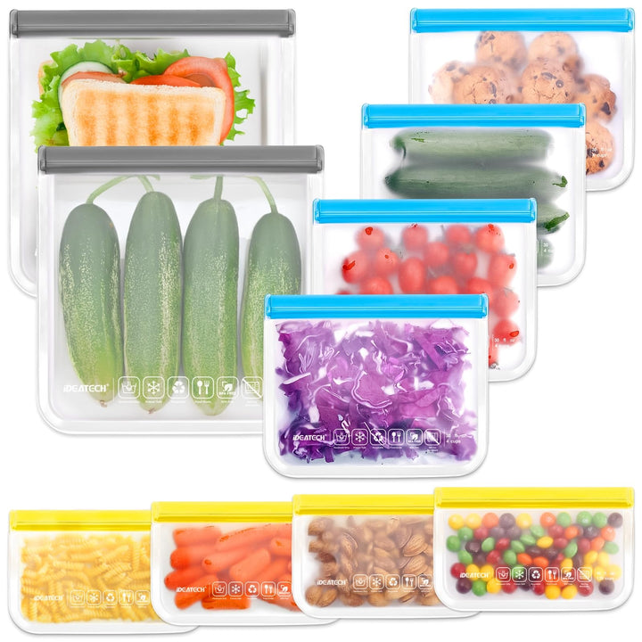 10er Pack Wiederverwendbare Aufbewahrungsbeutel, BPA-freie Wiederverwendbare Gefrierbeutel, Sandwich