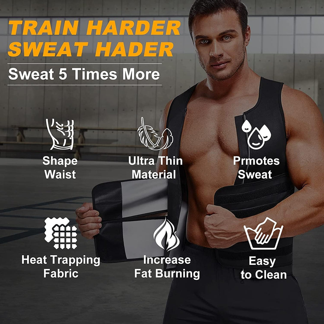 KUMAYES Herren Sauna Schweiss Weste Bauchweggürtel Neopren Fitness Korsett Bauchweg Shirt mit Sauna