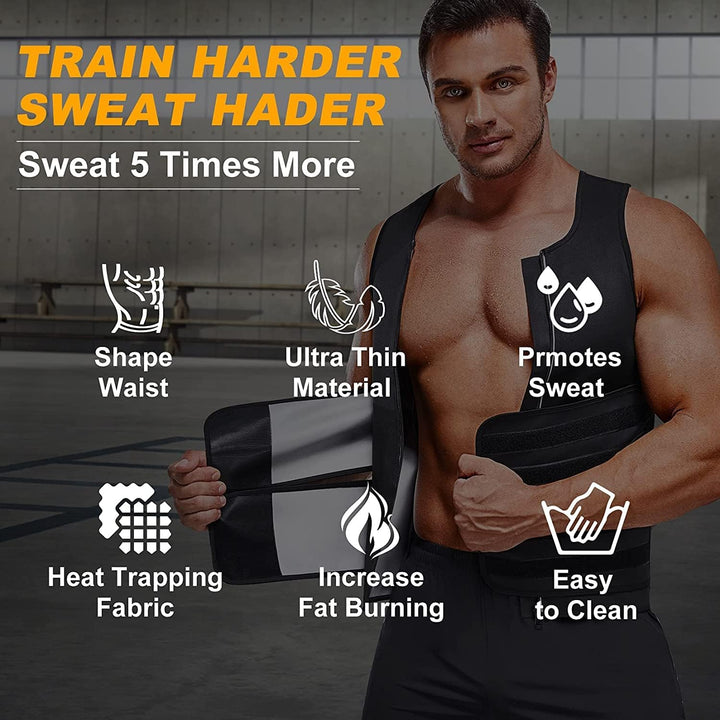 KUMAYES Herren Sauna Schweiss Weste Bauchweggürtel Neopren Fitness Korsett Bauchweg Shirt mit Sauna