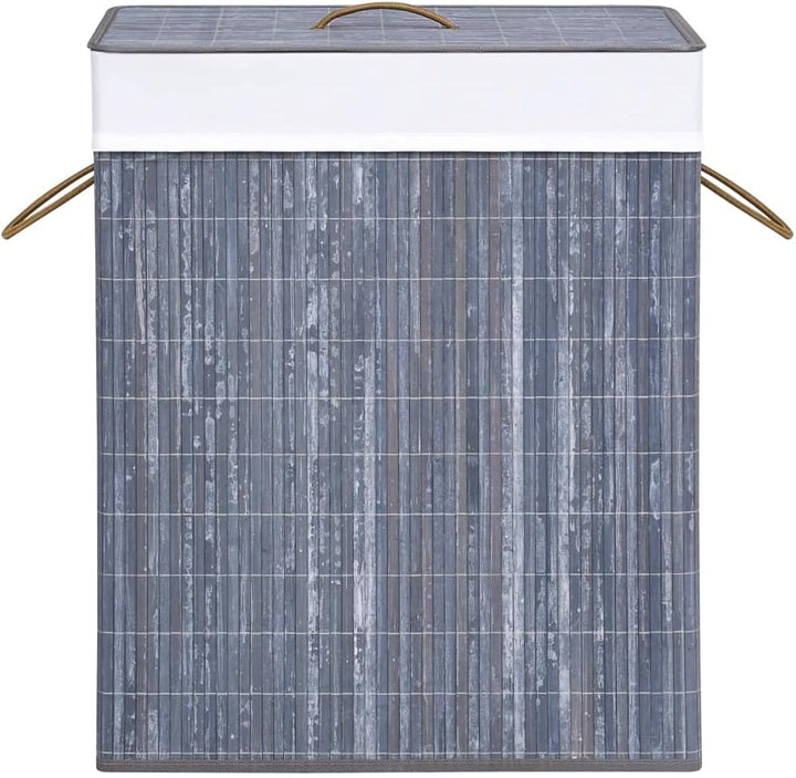 WIFESE Bambus-Wäschekorb Grau 100 L52x32x62,5 cm Wäschetonne Laundry Baskets Wäschekorb mit Deckel K