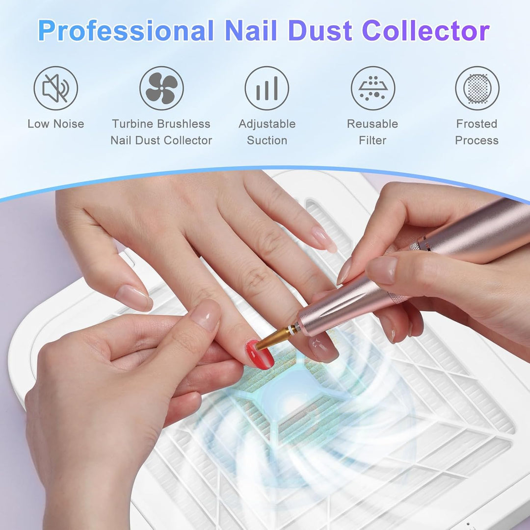 CGBE Staubabsaugung für nägel, 120W Nagelstaubsauger mit 2 Filter Saugstark Professionell Nagel Stau