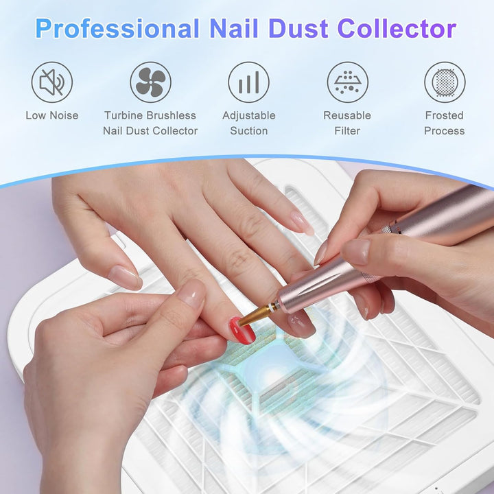CGBE Staubabsaugung für nägel, 120W Nagelstaubsauger mit 2 Filter Saugstark Professionell Nagel Stau