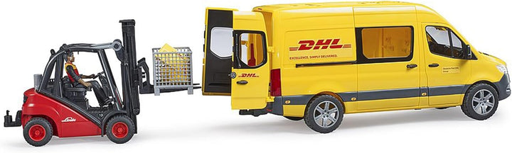 bruder 02671 - MB Sprinter DHL mit Fahrer inkl. Gitterbox mit Versandpaketen - 1:16 Versand & Logist