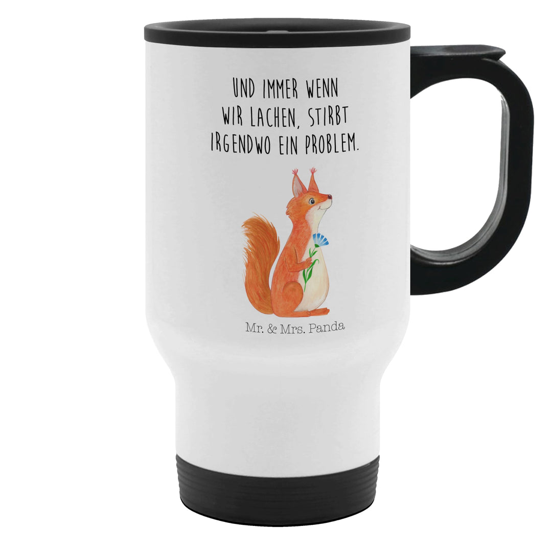 Mr. & Mrs. Panda Thermobecher Eichhörnchen Blume - Geschenk, Motivation Bilder, Spruch Deko, Warmhal